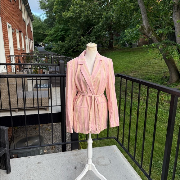 NWT See U Soon Stripe Linen Blend Blazer Size Large - Picture 10 of 13